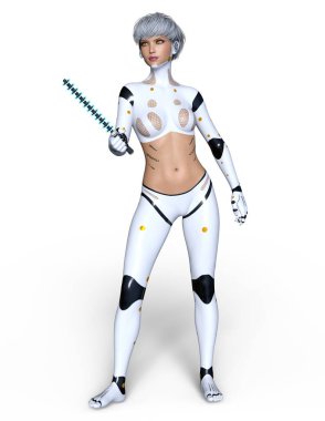 kadın bir cyborg 3d cg render.