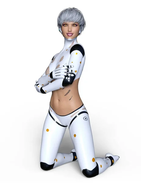 Representación Cyborg Femenino — Foto de Stock