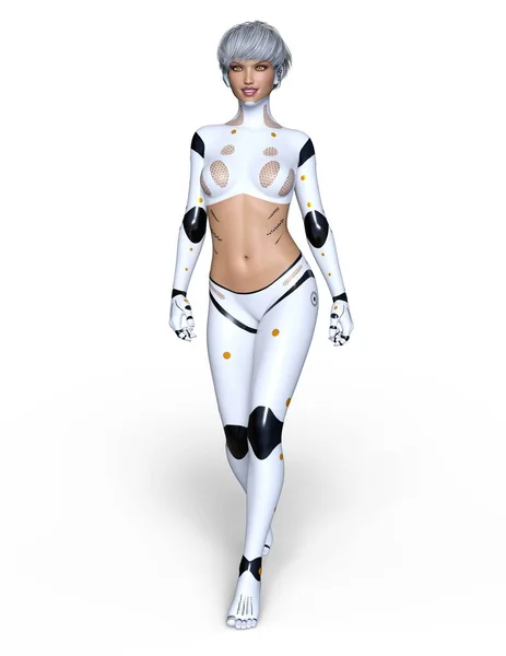 Rendering Female Cyborg — Stock Photo, Image