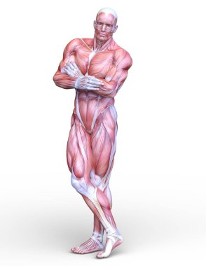 bir erkek yatıyordu şekil 3d cg render.