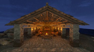 akşam yemeği mekan 3d cg işleme.