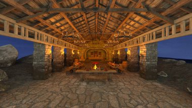 akşam yemeği mekan 3d cg işleme.