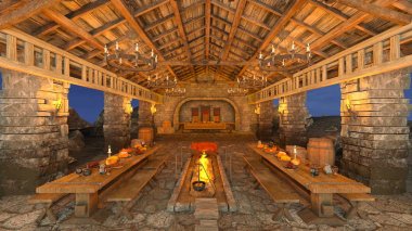 akşam yemeği mekan 3d cg işleme.