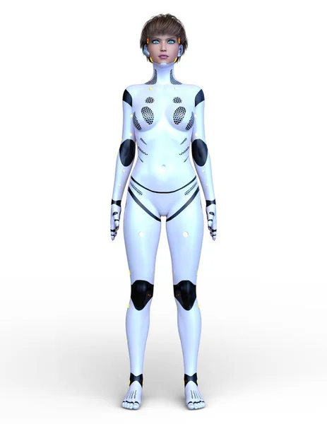 Darstellung Eines Weiblichen Cyborgs — Stockfoto