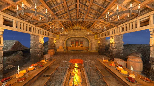 akşam yemeği mekan 3d cg işleme.