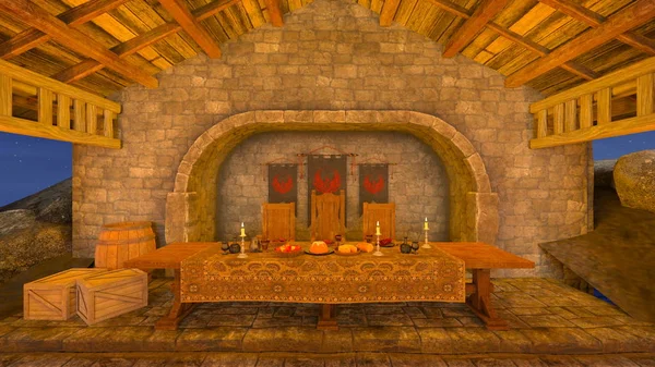 akşam yemeği mekan 3d cg işleme.