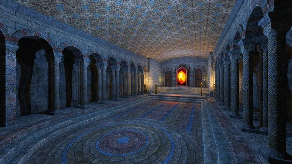 3D cg-rendering av underjordiska templet. — Stockfoto