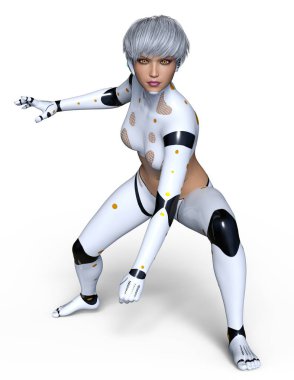 kadın bir cyborg 3d cg render.