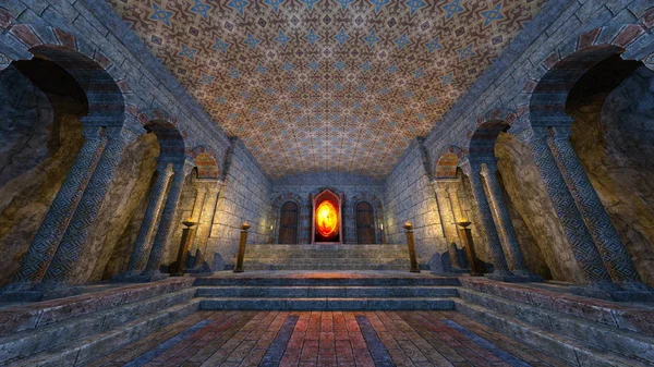 3D CG rendering of the underground temple.