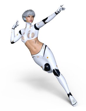 kadın bir cyborg 3d cg render.