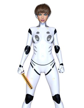 kadın bir cyborg 3d cg render.