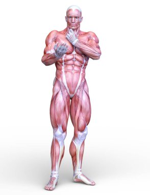 bir erkek yatıyordu şekil 3d cg render.