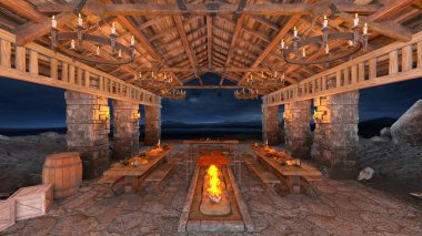 akşam yemeği mekan 3d cg işleme.