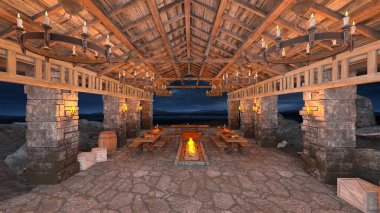 akşam yemeği mekan 3d cg işleme.