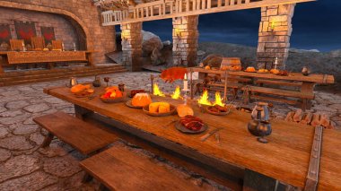 akşam yemeği mekan 3d cg işleme.