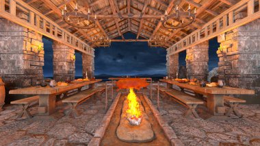 akşam yemeği mekan 3d cg işleme.