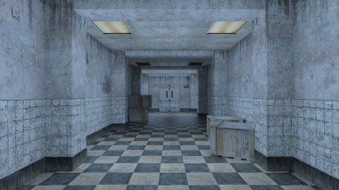 Koridorun 3d cg işleme.