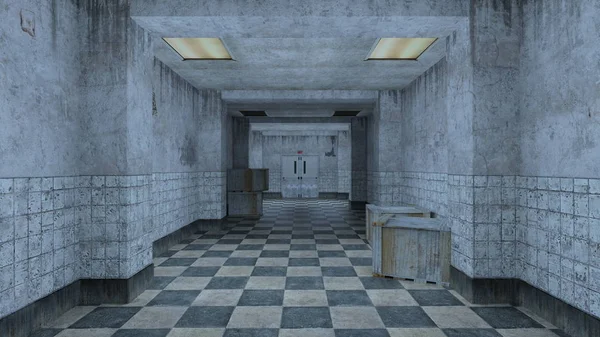 Koridorun 3d cg işleme.