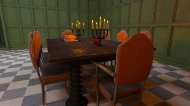 3d cg render yemek odası.