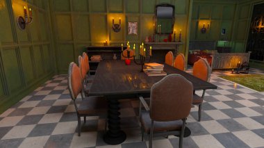 3d cg render yemek odası.