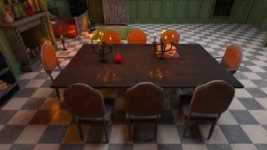 3d cg render yemek odası.