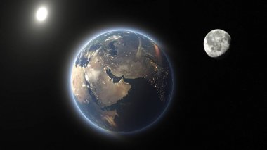 Dünya ve ay 3d cg render. Bu görüntü bir şekilde döşenmiş tarafından Nasa unsurları.