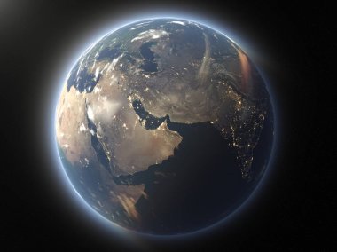 Earth 3D cg işleme. Nasa tarafından döşenmiş bu görüntü unsurları.