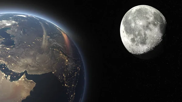 Renderowania Ziemi Księżyca Elementy Tego Obrazu Urządzone Przez Nasa — Zdjęcie stockowe