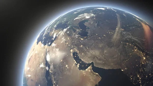 Earth 3D cg işleme. Nasa tarafından döşenmiş bu görüntü unsurları.