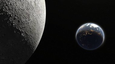Dünya ve ay 3d cg render. Bu görüntü bir şekilde döşenmiş tarafından Nasa unsurları.