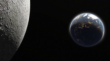 Dünya ve ay 3d cg render. Bu görüntü bir şekilde döşenmiş tarafından Nasa unsurları.