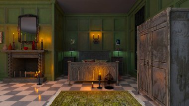 3d cg render bir yatak.