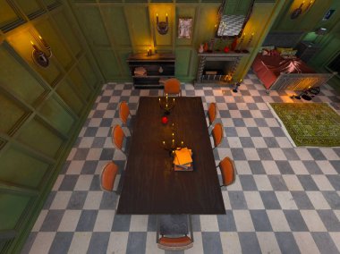 3d cg render yemek odası.