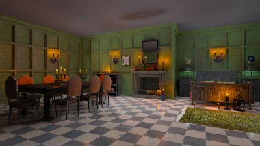 3d cg render yemek odası.