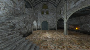 3d cg işleme yeraltı kalesi.