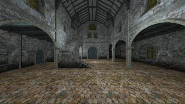 3d cg işleme yeraltı kalesi.