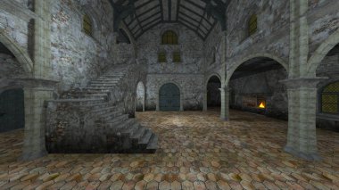 3d cg işleme yeraltı kalesi.