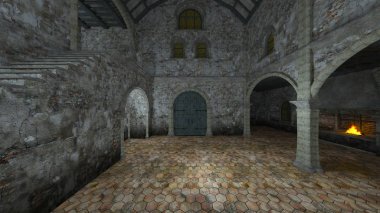 3d cg işleme yeraltı kalesi.