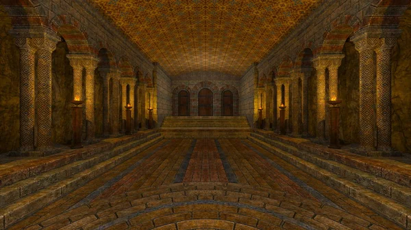 3D CG rendering of the underground temple.