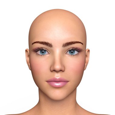 bir genç kadın yüz 3d cg işleme.