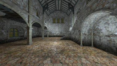 3d cg işleme yeraltı kalesi.