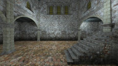 3d cg işleme yeraltı kalesi.