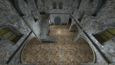 3d cg işleme yeraltı kalesi.