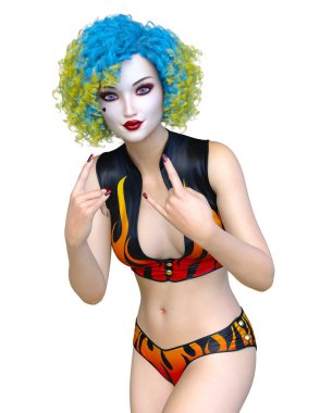 bir bikini kadının 3d cg işleme.