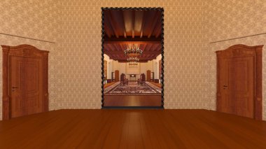 3d cg işleme şövalye konuk salonu.