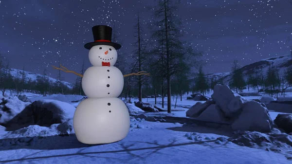 Renderowania Snowman — Zdjęcie stockowe
