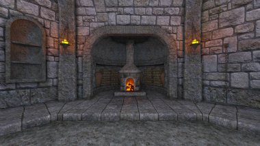 3d cg işleme yeraltı kalesi.