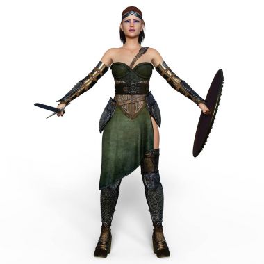 bir kadın şövalye 3d cg render.