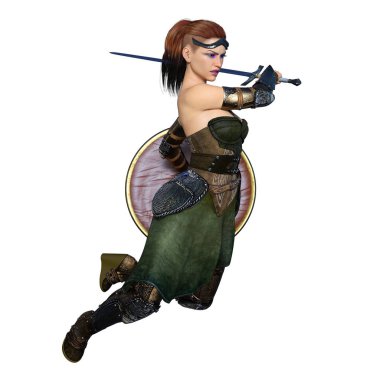 bir kadın şövalye 3d cg render.