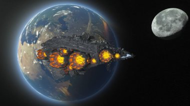 Uzay gemisi / 3d Cg render bir uzay gemisi. Bu görüntü bir şekilde döşenmiş tarafından Nasa unsurları